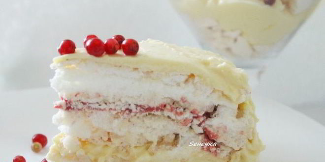 Рецепт торта-безе с брусничным курдом