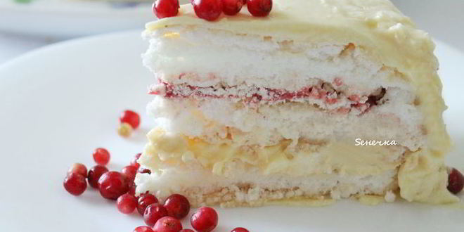 Рецепт торта-безе с брусничным курдом