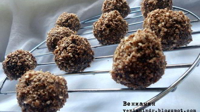 Рецепт Шоколадных конфет с кешью и халвой