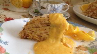 Рецепт Блинного тортика с кремом из апельсинов и сгущенки