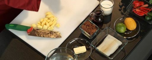 Шаг 1: филе камбалы со сливочным кремом и красным картофельным пюре