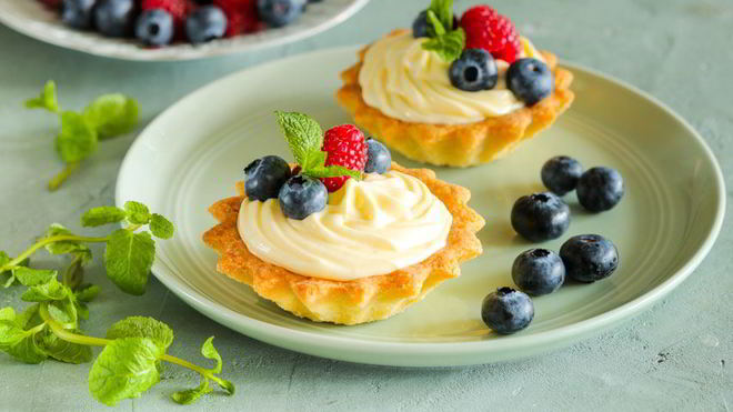 Рецепт Корзиночек с кремом из маскарпоне и ягодами