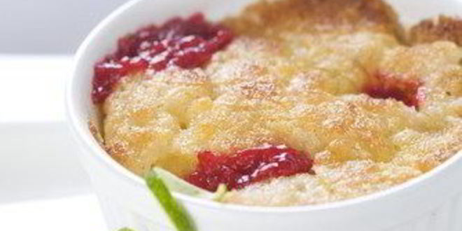 Рецепт печеного заварного крема с малиной