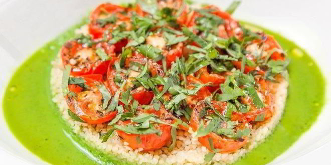 Рецепт теплого кускуса с кремом из зеленой фасоли