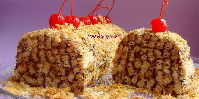 Рецепт торта-полена из слоеного теста с шоколадным кремом