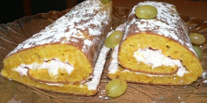 Рецепт тыквенного рулета с творожным кремом