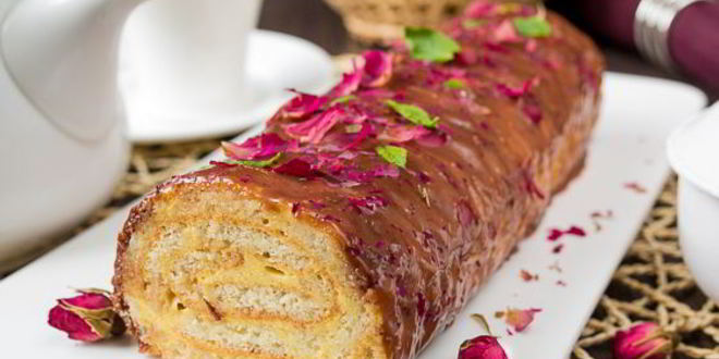 Рецепт миндального рулета с манговым муссом