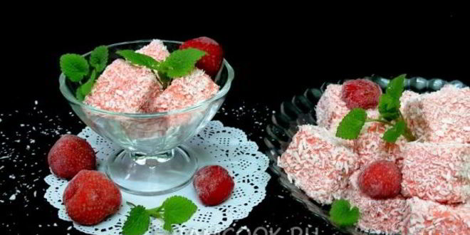 Рецепт мусса из клубники с кокосовой стружкой