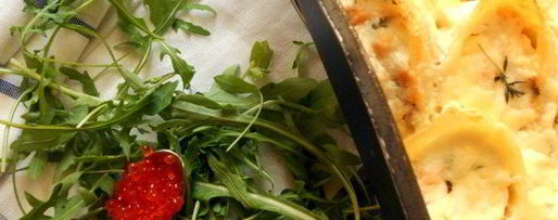 Шаг 6: пасты ракушки с муссом из семги, маскарпоне, руколы и красной икрой