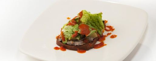 Шаг 3: сморреброда с муссом из говяжьего языка