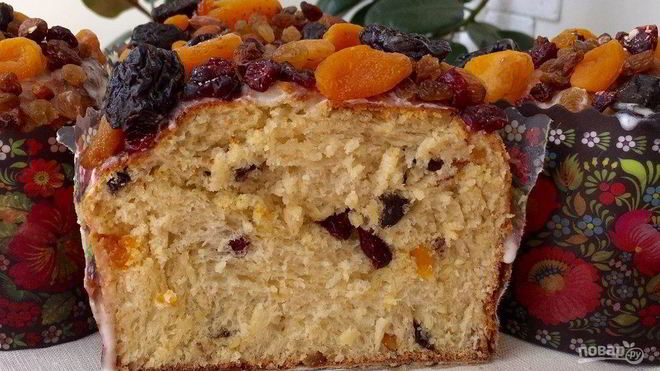 Рецепт Пасхального кулича с сухофруктами и орехами