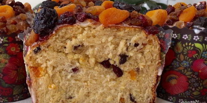 Рецепт пасхального кулича с сухофруктами и орехами
