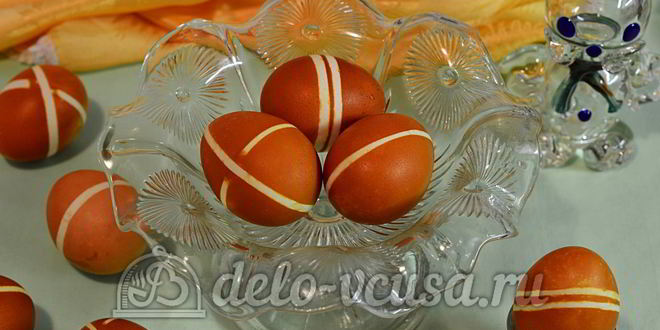 Рецепт пасхальных яиц в полоску