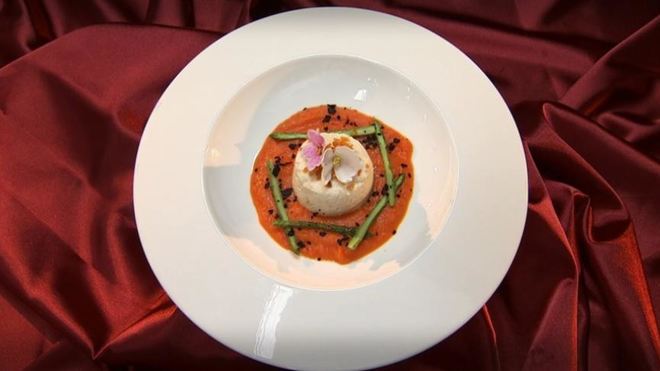 Рецепт Куриного суфле с апельсиновыми цукатами на морковном пюре