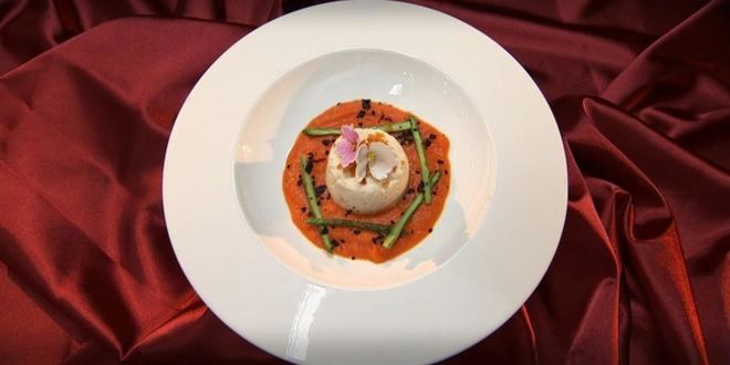 Рецепт куриного суфле с апельсиновыми цукатами на морковном пюре