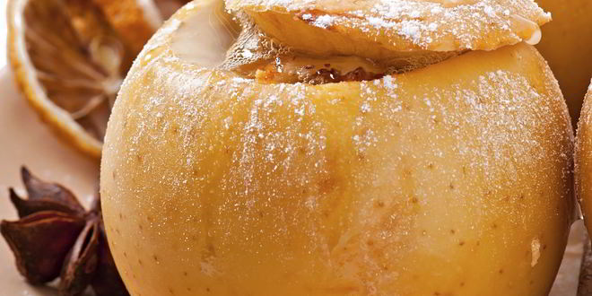 Рецепт запеченного яблока с изюмом и овсянкой