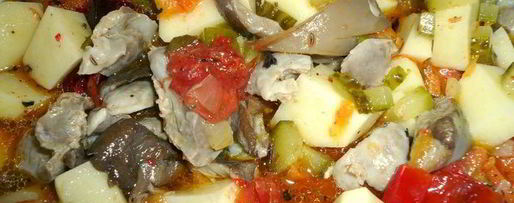 Шаг 5: азу из куриных желудков и вешенок