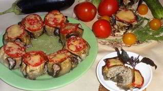 Рецепт Фрикаделек в баклажанных конвертах