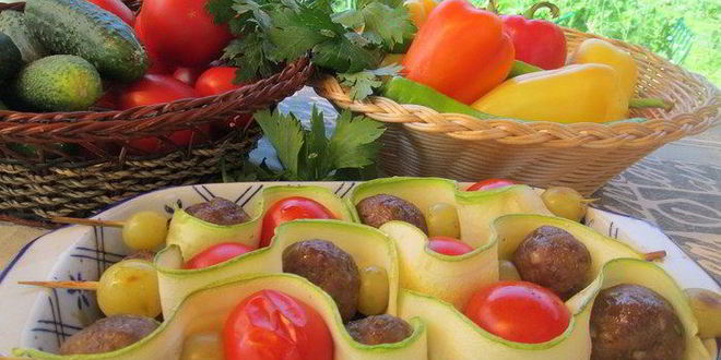 Рецепт шашлычков-фрикаделек в ленточках из цукини