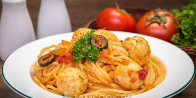 Рецепт спагетти с куриными фрикадельками