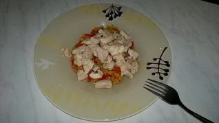 Рецепт Чечевицы с сладким перцем и чесноком и куриная грудка с зирой и кориандром