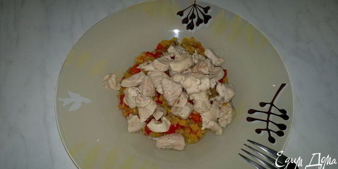 Рецепт чечевицы с сладким перцем и чесноком и куриная грудка с зирой и кориандром