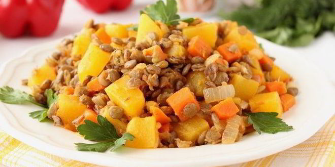 Рецепт чечевицы с тыквой