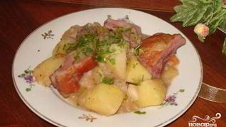 Рецепт Картофеля с копчеными ребрышками