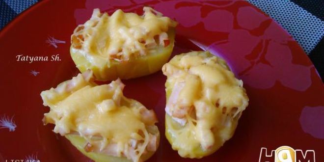 Рецепт картофеля с ветчиной и сыром