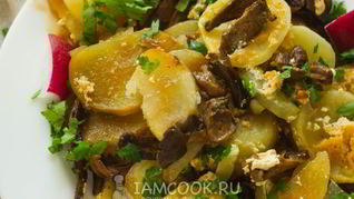 Рецепт Картошки с грибами в сметане в духовке