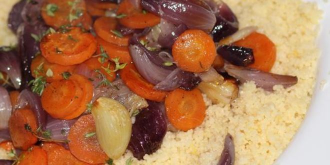 Рецепт лимонного кускуса с запеченными овощами