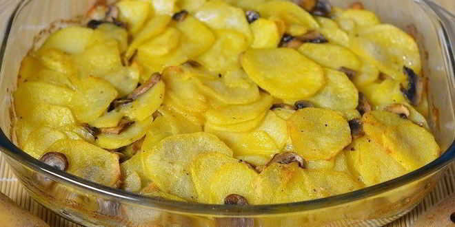 Рецепт постного картофеля с шампиньонами в духовке