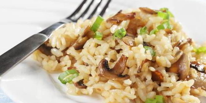 Рецепт риса с грибами и луком-пореем