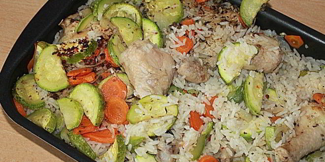 Рецепт риса с кабачками и курицей