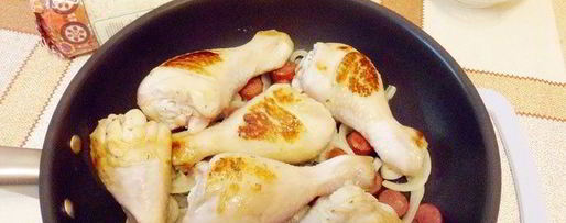 Шаг 16: риса с креветками, курицей и копчеными колбасками