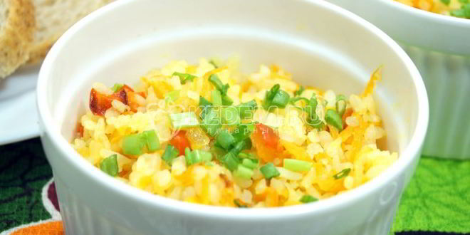 Рецепт риса с овощами на сковороде