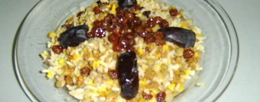 Шаг 4: риса с зеленой чечевицей, изюмом и поджаренным фаршем