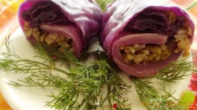 Рецепт Постных голубцов из краснокочанной капусты