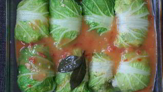 Рецепт Запеченных голубцов из пекинской капусты с курицей