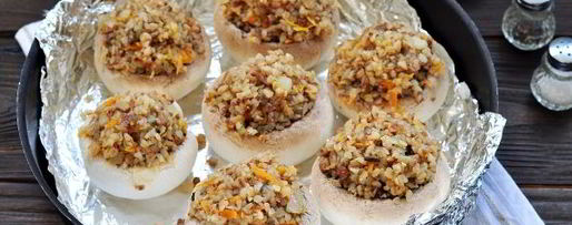 Шаг 7: грибов, фаршированных гречкой