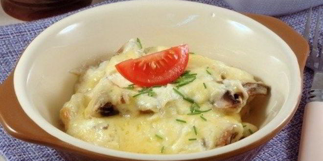 Рецепт грибов в сметане, запеченные в духовке