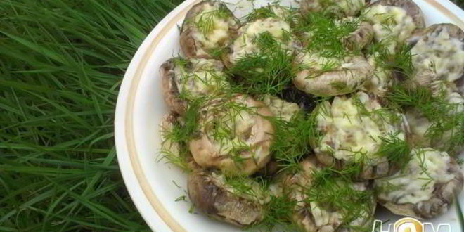 Рецепт шампиньонов на мангале
