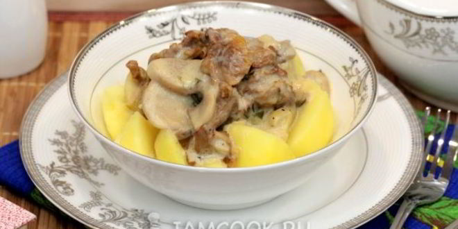 Рецепт тушеных грибов в мультиварке