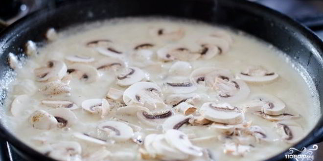 Рецепт жареных грибов со сливками