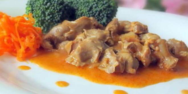 Рецепт гуляша из куриных желудочков