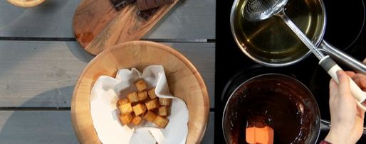 Шаг 2: картофельных кубиков с шоколадом и мандариновым пюре