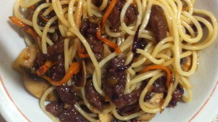 Рецепт Корейской лапши с говядиной и овощами