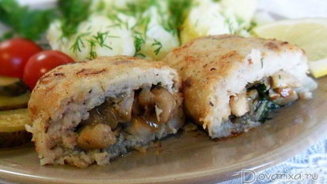 Рецепт Рыбных котлет, фаршированных грибами