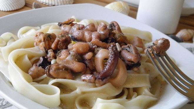 Рецепт Лапши с морепродуктами