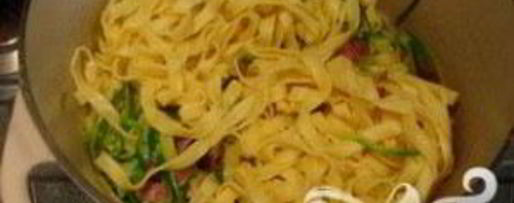 Шаг 4: лапши тальятелле с цукини и ветчиной